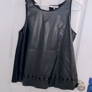 41 Hawthorn faux leather sleeveless top cut out pattern on hem